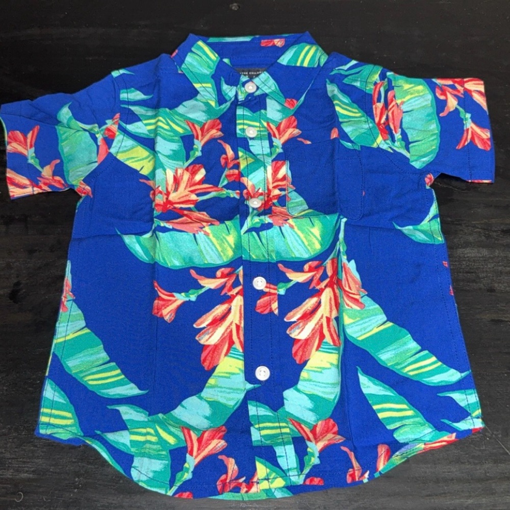 The Children's Place Blue Tropical Print Shirt 3T